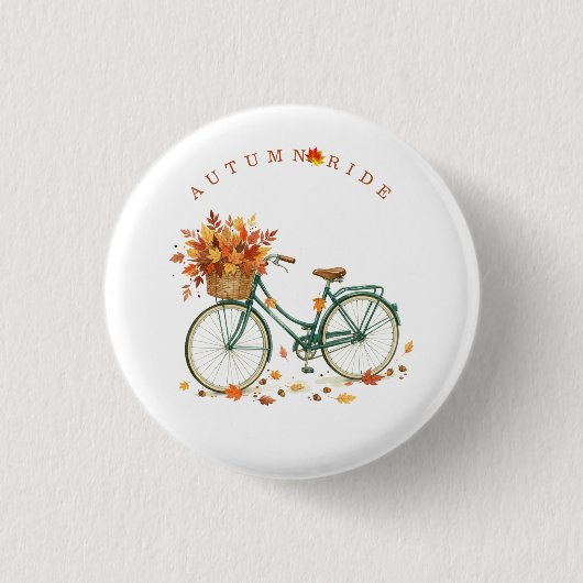 Herfstrit Fiets Knop Ronde Button 3,2 Cm (Voorkant)