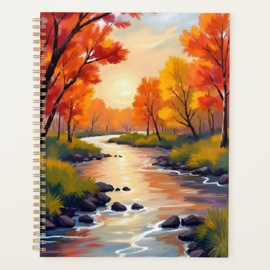Herfstrivier | Natuur waterverf herfstkleuren Planner (Voorkant)