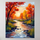 Herfstrivier | Natuur waterverf herfstkleuren Poster (Voorkant)