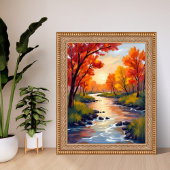 Herfstrivier | Natuur waterverf herfstkleuren Poster