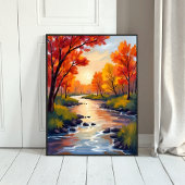 Herfstrivier | Natuur waterverf herfstkleuren Poster