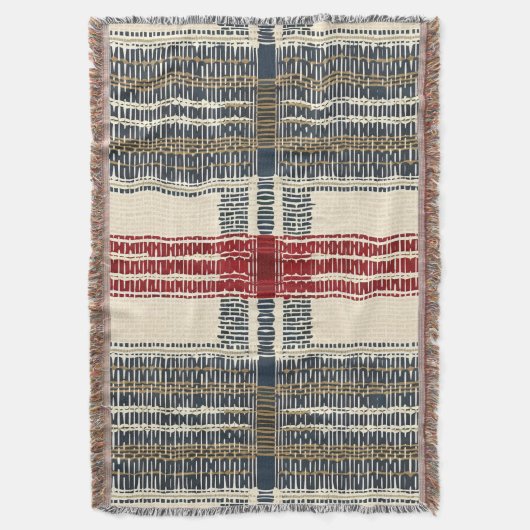 Herfstrood en marine gespeeld patroon deken (Voorkant Verticaal)