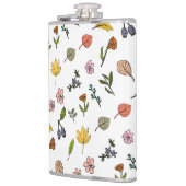 herfstroze rode en gele bloemen en bladeren heupfles (Links)