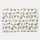 herfstroze rode en gele bloemen en bladeren theedoek (Horizontaal)