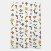 herfstroze rode en gele bloemen en bladeren theedoek (Verticaal)