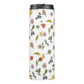 herfstroze rode en gele bloemen en bladeren thermosbeker (Achterkant)