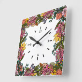 herfstroze rode en gele bloemen en bladeren vierkante klok (Hoek)