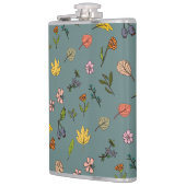 herfstroze rode gele bloemen en bladeren groen heupfles (Links)