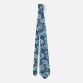 Herfstrozen Retro Bloemmotief Blauw Grijs Mint Stropdas (Achterkant)