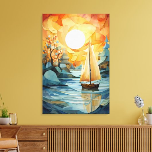 Herfstrust: Abstracte Waterverf Herfst Canvas Afdruk (Insitu (Woonkamer))