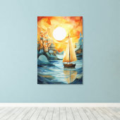Herfstrust: Abstracte Waterverf Herfst Canvas Afdruk (Insitu (Houten vloer))
