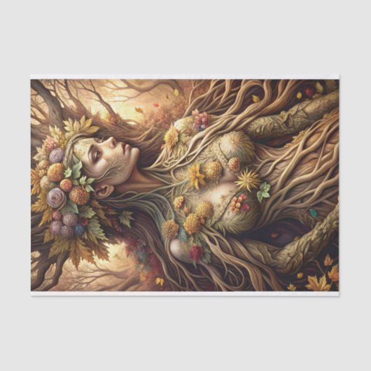 Herfst's Omarm Bos Godin Decoupage Tissuepapier (Voorkant)