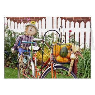 herfstscarecrow op fietsen