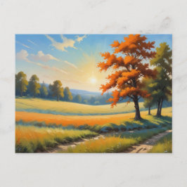 Herfstscène en landschapspostkaart briefkaart