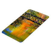 Herfstscène met houten voetgangersbrug magneet (Linkerzijde)