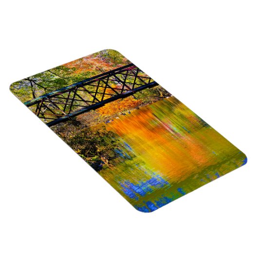 Herfstscène met houten voetgangersbrug magneet (Rechterzijde)