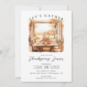 Herfstscène Thanksgiving Diner Kaart (Voorkant)