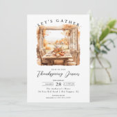 Herfstscène Thanksgiving Diner Kaart (Staand voorkant)