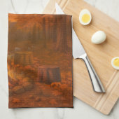 Herfstschemering Kampvuur Keukenhanddoeken met bre (Quarter Fold)