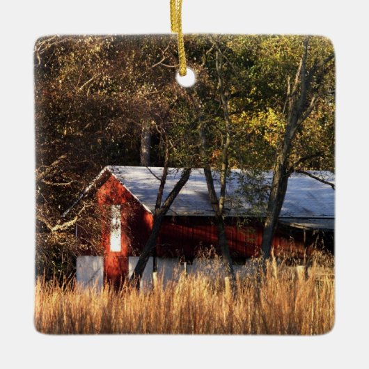 Herfstschuur in Centraal Maryland Keramisch Ornament (Voorkant)