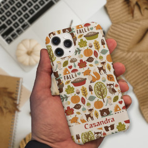 Herfstseizoen Dier Bos patroon op maat iPhone 15 Pro Case