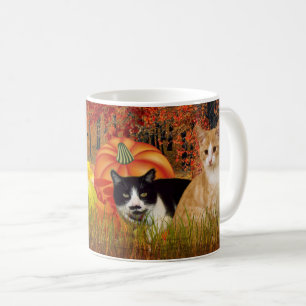 Herfstseizoen Katten in Pompoenveld / Herfststijl Koffiemok