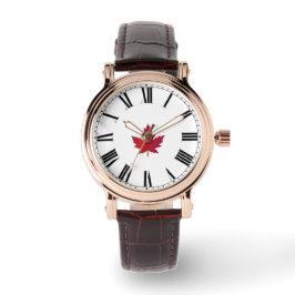 Herfstseizoen Maple Leaf Canada Leather Watch Horloge