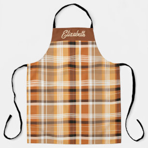 Herfstseizoen Plaid Pattern Schort met aangepaste 
