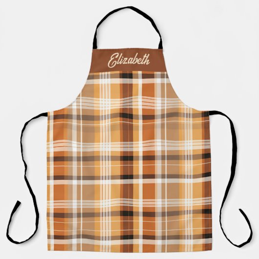 Herfstseizoen Plaid Pattern Schort met aangepaste  (Voorkant)