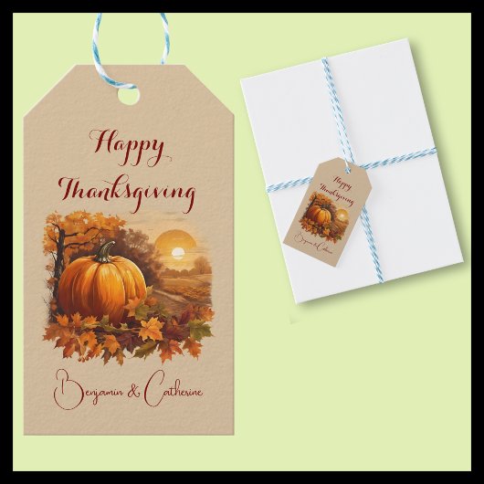 Herfstseizoen Pompoen Thema Gift Tag Cadeaulabel