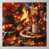 Herfstseizoen Pompoenen en Camp Fire AI-Poster Poster (Voorkant)