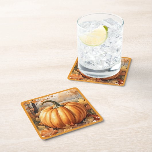 Herfstseizoen Pumpkin Theme Kartonnen Onderzetters (Insitu)