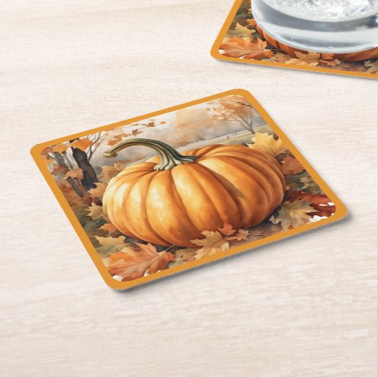 Herfstseizoen Pumpkin Theme Kartonnen Onderzetters (Schuin)