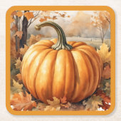 Herfstseizoen Pumpkin Theme Kartonnen Onderzetters (Voorkant)