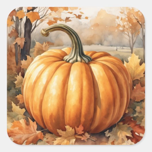 Herfstseizoen Pumpkin Theme Vierkante Sticker (Voorkant)