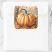 Herfstseizoen Pumpkin Theme Vierkante Sticker (Tas)