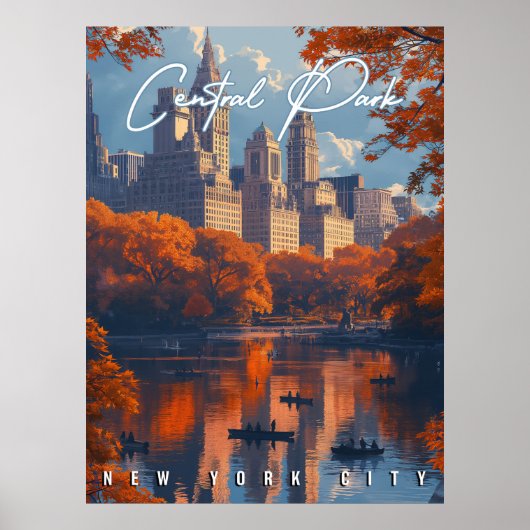 Herfstsereniteit: Central Park NYC Herfst Poster (Voorkant)