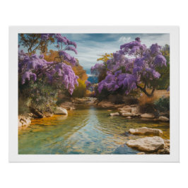 Herfstsereniteit met Paarse bloesems Canvas Art Perfect Poster