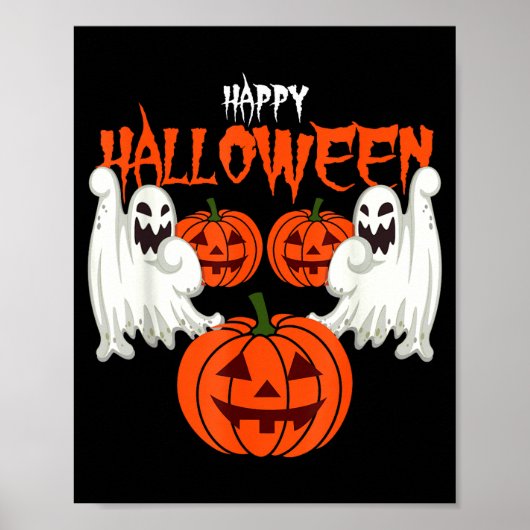 Herfstshirt met pompoengezicht spoken van de herfs poster (Voorkant)