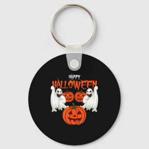 Herfstshirt met pompoengezicht spoken van de herfs sleutelhanger