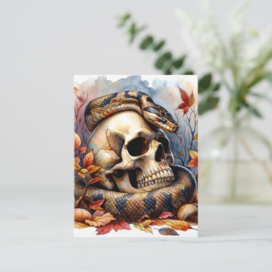 Herfstslang met schedel briefkaart (Staand voorkant)