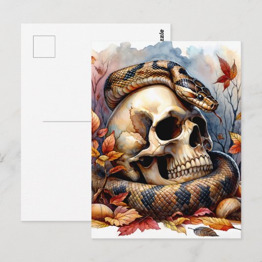 Herfstslang met schedel briefkaart (Voorkant / Achterkant)