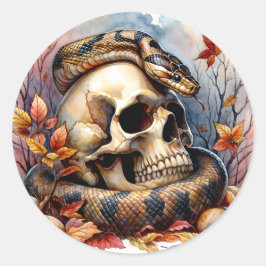 Herfstslang rond schedel ronde sticker