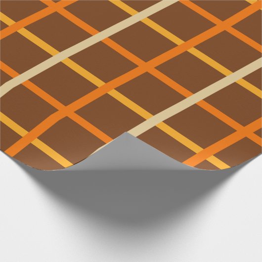 Herfstspeelpatroon in Sinaasappel groen en bruin Cadeaupapier (Hoek)