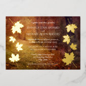 herfstspoor dat esdoorn verlaat rustige bruiloft folie uitnodiging (Voorkant)