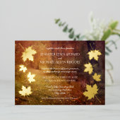herfstspoor dat esdoorn verlaat rustige bruiloft folie uitnodiging (Staand Voorkant)