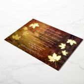 herfstspoor dat esdoorn verlaat rustige bruiloft folie uitnodiging (Gedraaid)