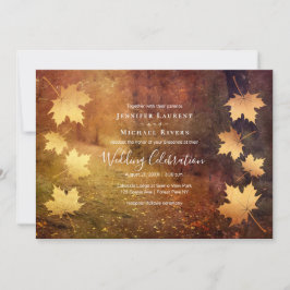 herfstspoor dat esdoorn verlaat rustige bruiloft kaart