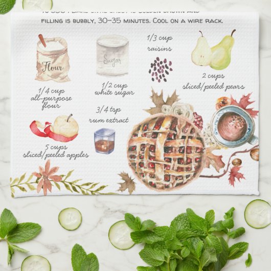 herfststaart | Waterverf Recept Heirloom Theedoek (Gevouwen)