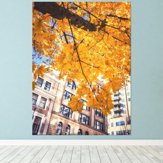 Herfststad Canvas Afdruk (Insitu (Houten vloer))